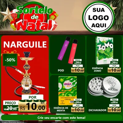 Modelo de Rede Social para Feed Facebook com o tema Sorteio de Natal para Tabacaria