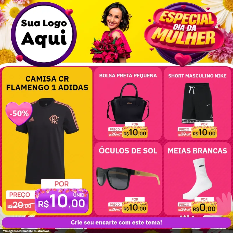 Modelo de Rede Social para Feed Facebook com o tema Especial Dia da Mulher para Roupas e acessórios