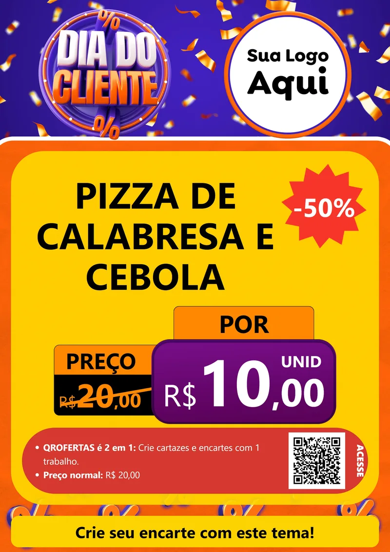 Modelo de Cartaz para Cartaz A4 Vertical com o tema Dia do Cliente para Pizzaria