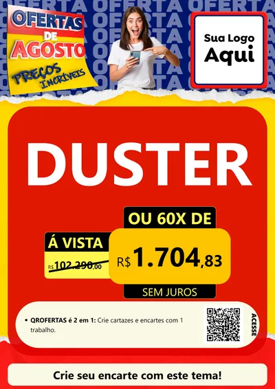 Modelo de Cartaz para Cartaz A4 Vertical com o tema Ofertas de Agosto - Preços Incríveis para Concessionaria de Carros