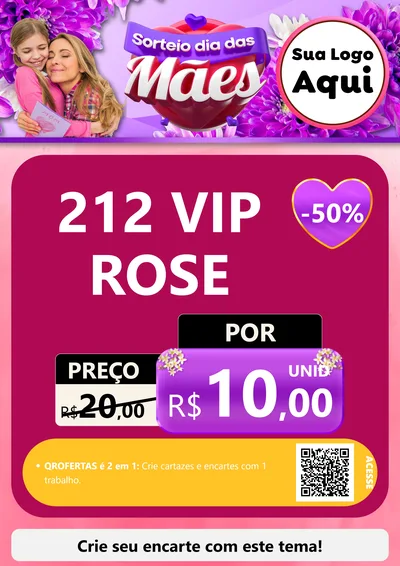 Modelo de Cartaz para Cartaz A4 Vertical com o tema Sorteio Dia das Mães para Perfumes