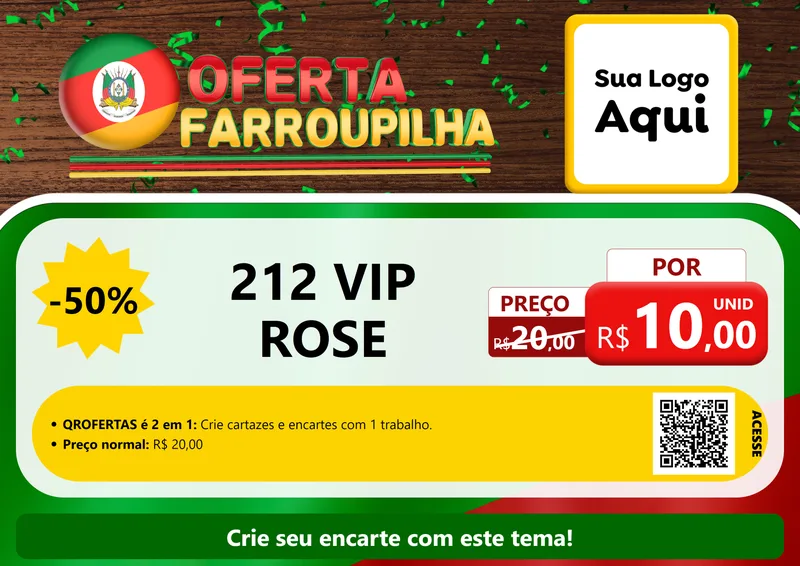 Modelo de Cartaz para Cartaz A4 Horizontal com o tema Oferta Farroupilha para Perfumes
