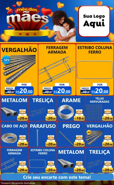 Modelo de Encarte para Encarte Grande com o tema Mês das Mães para Ferragens