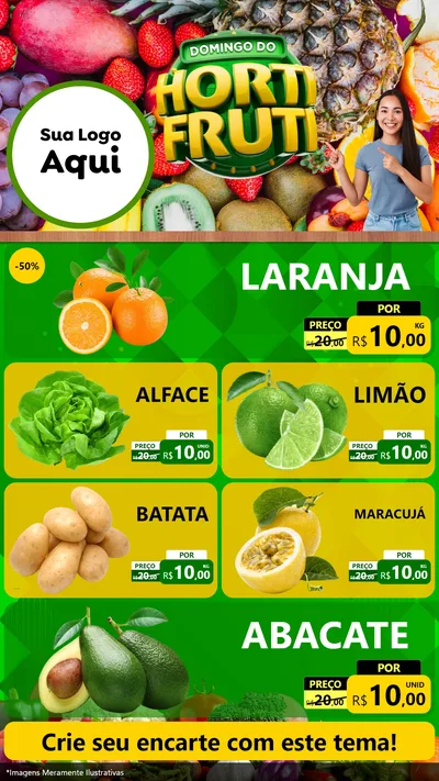 Modelo de TV para TV Vertical com o tema Domingo do Hortifrúti para Hortifrúti