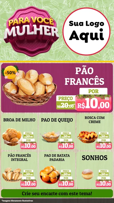 Modelo de Rede Social para Stories com o tema Para Você Mulher para Padaria