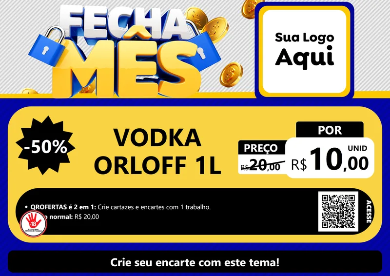 Modelo de Cartaz para Cartaz A4 Horizontal com o tema Fecha Mês para Distribuidora de bebidas