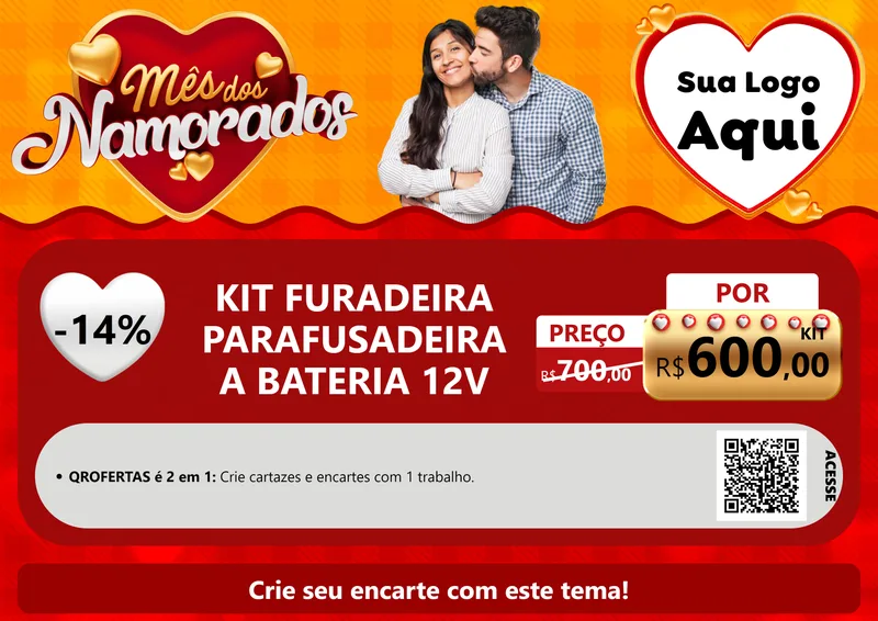 Modelo de Cartaz para Cartaz A4 Horizontal com o tema Mês dos Namorados para Maquinas e Ferramentas