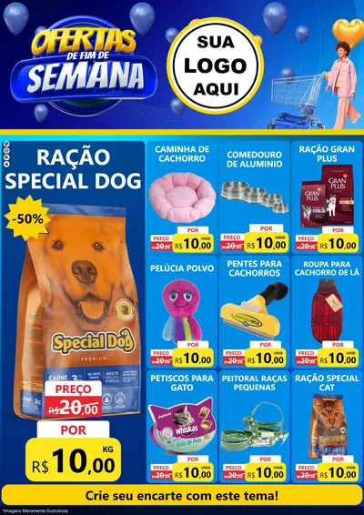 Modelo de Encarte para Encarte A4 Vertical com o tema Ofertas de Fim de Semana para Pet Shop