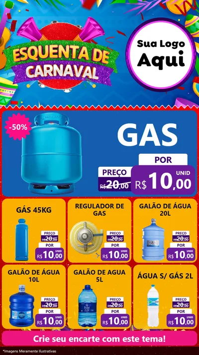 Modelo de Rede Social para Stories com o tema Esquenta de Carnaval para Água e gás
