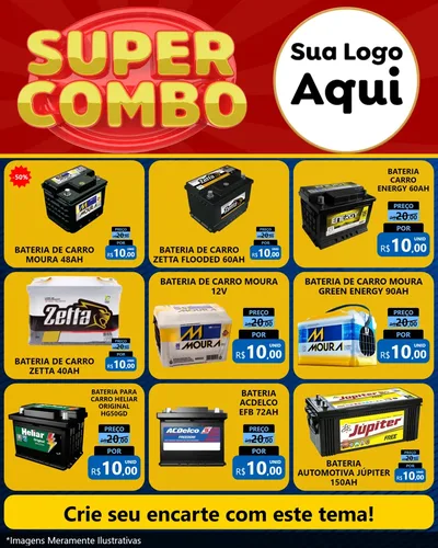 Modelo de Rede Social para Feed Instagram com o tema Super Combo para Baterias Elétricas