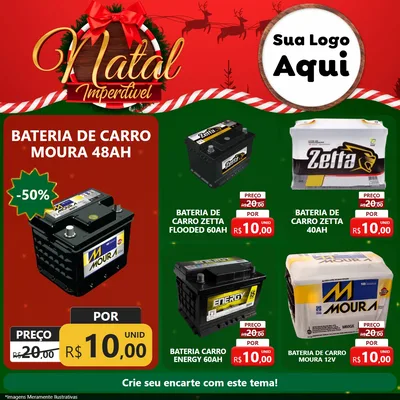 Modelo de Rede Social para Feed Facebook com o tema Natal Imperdível para Baterias Elétricas