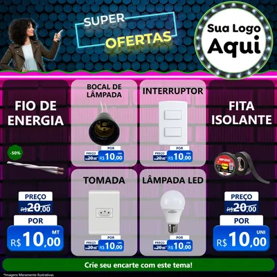Modelo de Rede Social para Feed Facebook com o tema Super Ofertas para Materiais Elétricos