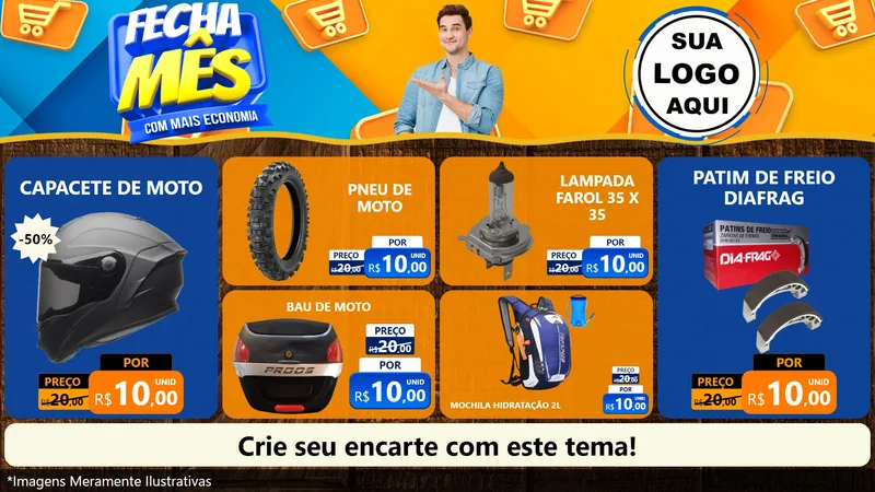 Modelo de TV para TV Horizontal com o tema Fecha Mês Com Mais Economia para Moto peças