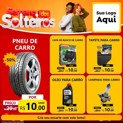 Modelo de Rede Social para Feed Facebook com o tema Semana dos Solteiros para Auto peças