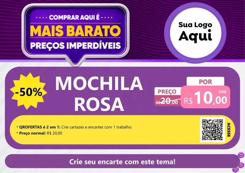 Modelo de Cartaz para Cartaz A4 Horizontal com o tema Mais Barato para Papelaria
