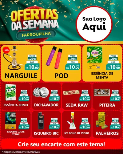 Modelo de Rede Social para Feed Instagram com o tema Ofertas da Semana Farroupilha para Tabacaria
