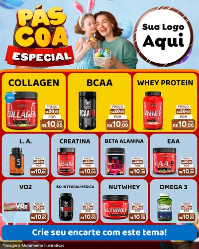 Modelo de Rede Social para Feed Instagram com o tema Páscoa Especial para Suplementos alimentares