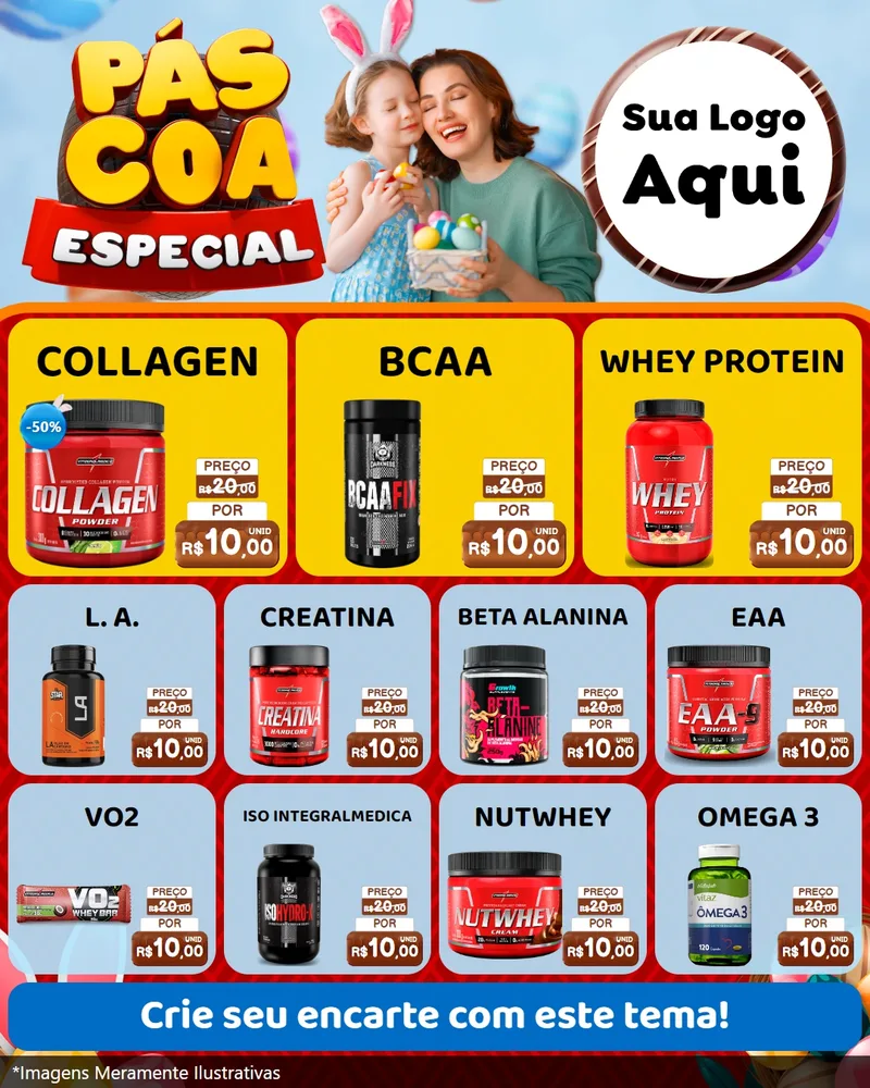 Modelo de Rede Social para Feed Instagram com o tema Páscoa Especial para Suplementos alimentares