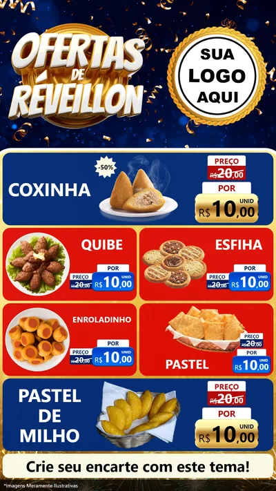 Modelo de TV para TV Vertical com o tema Ofertas de Réveillon para Salgadaria