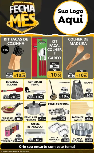 Modelo de Encarte para Encarte Grande com o tema Fecha Mês para Utilidades Domésticas