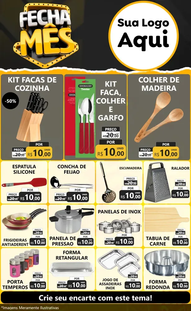 Modelo de Encarte para Encarte Grande com o tema Fecha Mês para Utilidades Domésticas