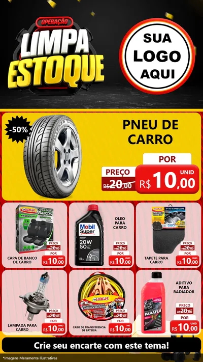 Modelo de Rede Social para Stories com o tema Operação Limpa Estoque para Auto peças