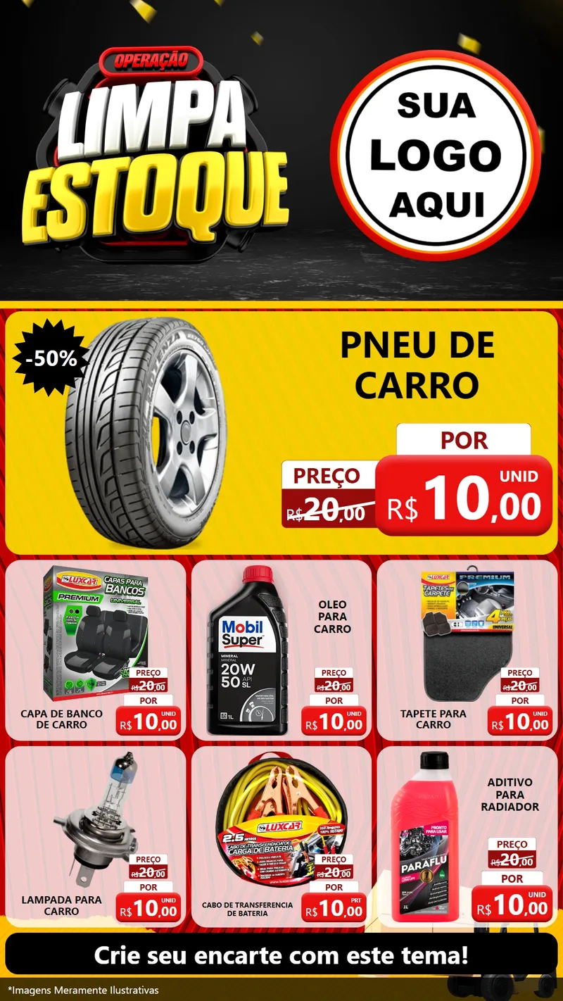 Modelo de Rede Social para Stories com o tema Operação Limpa Estoque para Auto peças