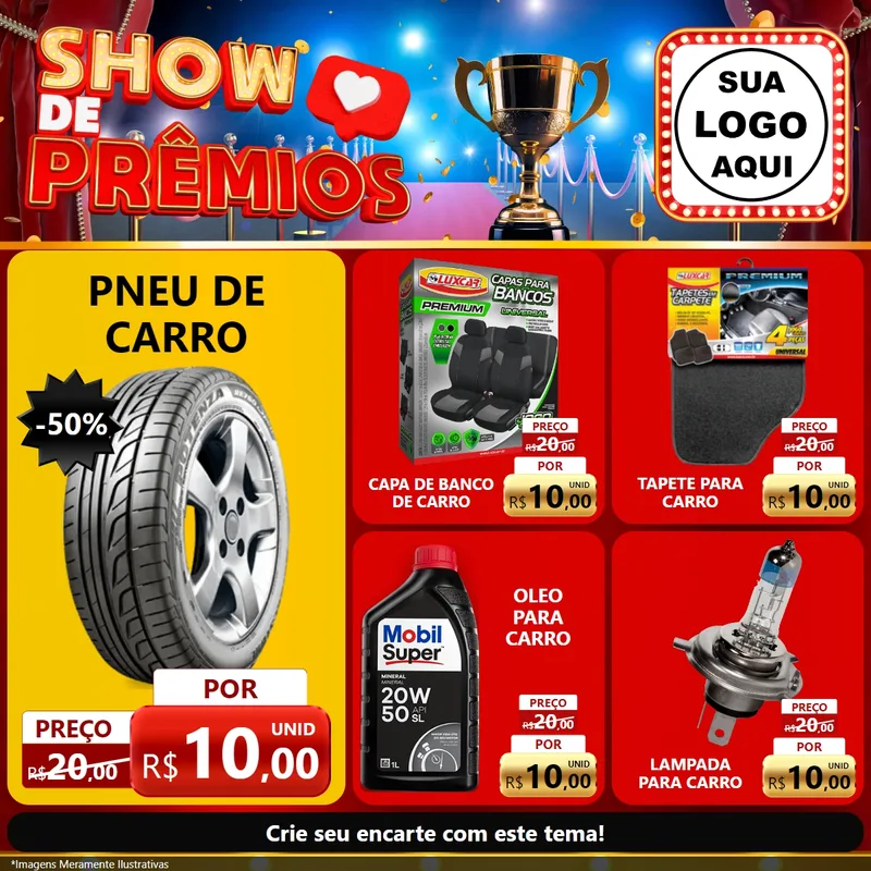 Modelo de Rede Social para Feed Facebook com o tema Show de Prêmios para Auto peças