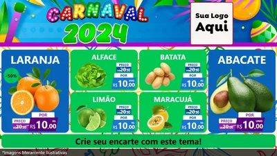 Modelo de TV para TV Horizontal com o tema Carnaval 2027 para Hortifrúti