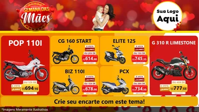 Modelo de TV para TV Horizontal com o tema Semana das Mães para Concessionaria de Motos