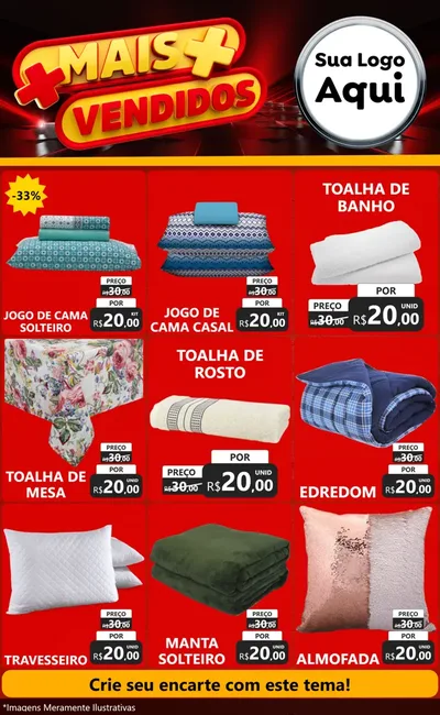 Modelo de Encarte para Encarte Grande com o tema Mais Vendidos para Cama, Mesa e Banho