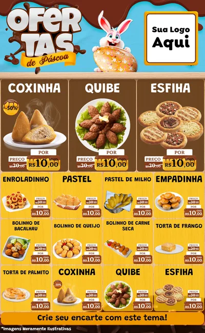 Modelo de Encarte para Encarte Grande com o tema Ofertas de Páscoa para Salgadaria