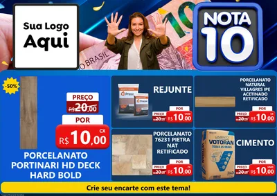 Modelo de Encarte para Encarte A4 Horizontal com o tema Nota 10 para Pisos e revestimentos