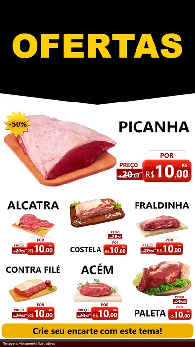 Modelo de Rede Social para Stories com o tema Ofertas Preto e Vermelho Cartaz para Açougue