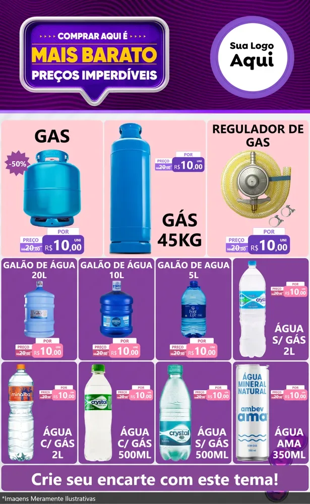 Modelo de Encarte para Encarte Grande com o tema Mais Barato para Água e gás