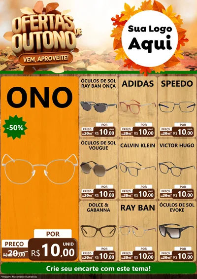 Modelo de Encarte para Encarte A4 Vertical com o tema Ofertas de Outono - Vem, Aproveite! para Óticas