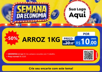 Modelo de Cartaz para Cartaz A4 Horizontal com o tema Semana da Economia para Supermercado