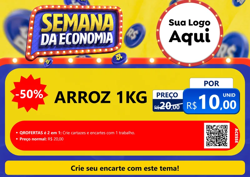 Modelo de Cartaz para Cartaz A4 Horizontal com o tema Semana da Economia para Supermercado