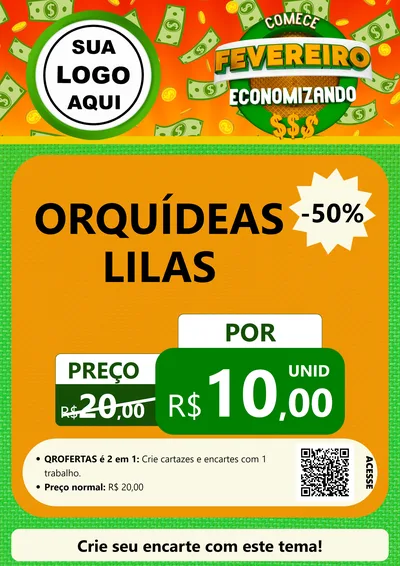 Modelo de Cartaz para Cartaz A4 Vertical com o tema Comece Fevereiro Economizando para Floricultura e jardim