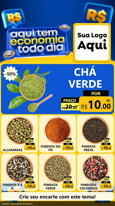 Modelo de Rede Social para Stories com o tema Aqui Tem Economia Todo Dia para Produtos Naturais