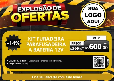Modelo de Cartaz para Cartaz A4 Horizontal com o tema Explosão de Ofertas para Maquinas e Ferramentas