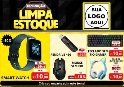 Modelo de Encarte para Encarte A4 Horizontal com o tema Operação Limpa Estoque para Informática