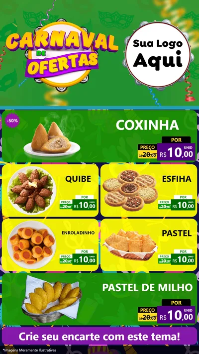 Modelo de TV para TV Vertical com o tema Carnaval de Ofertas para Salgadaria