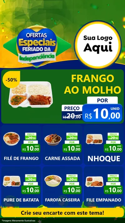 Modelo de Rede Social para Stories com o tema Ofertas Especiais Feriado da Independência para Restaurante