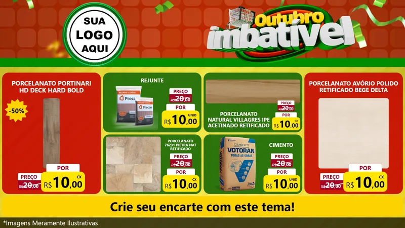 Modelo de TV para TV Horizontal com o tema Outubro Imbatível para Pisos e revestimentos