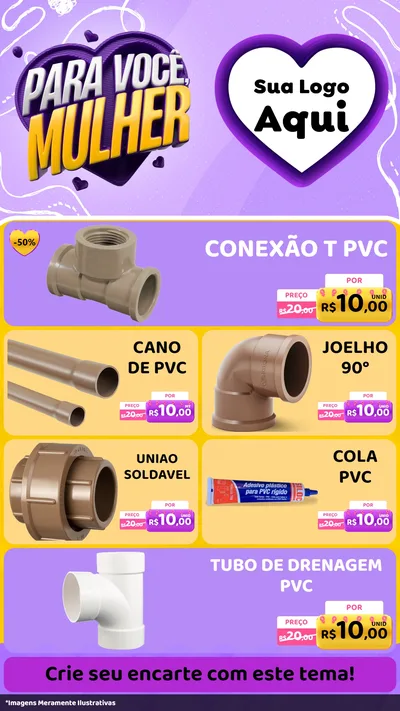 Modelo de TV para TV Vertical com o tema Para Você, Mulher para Tubos e conexões