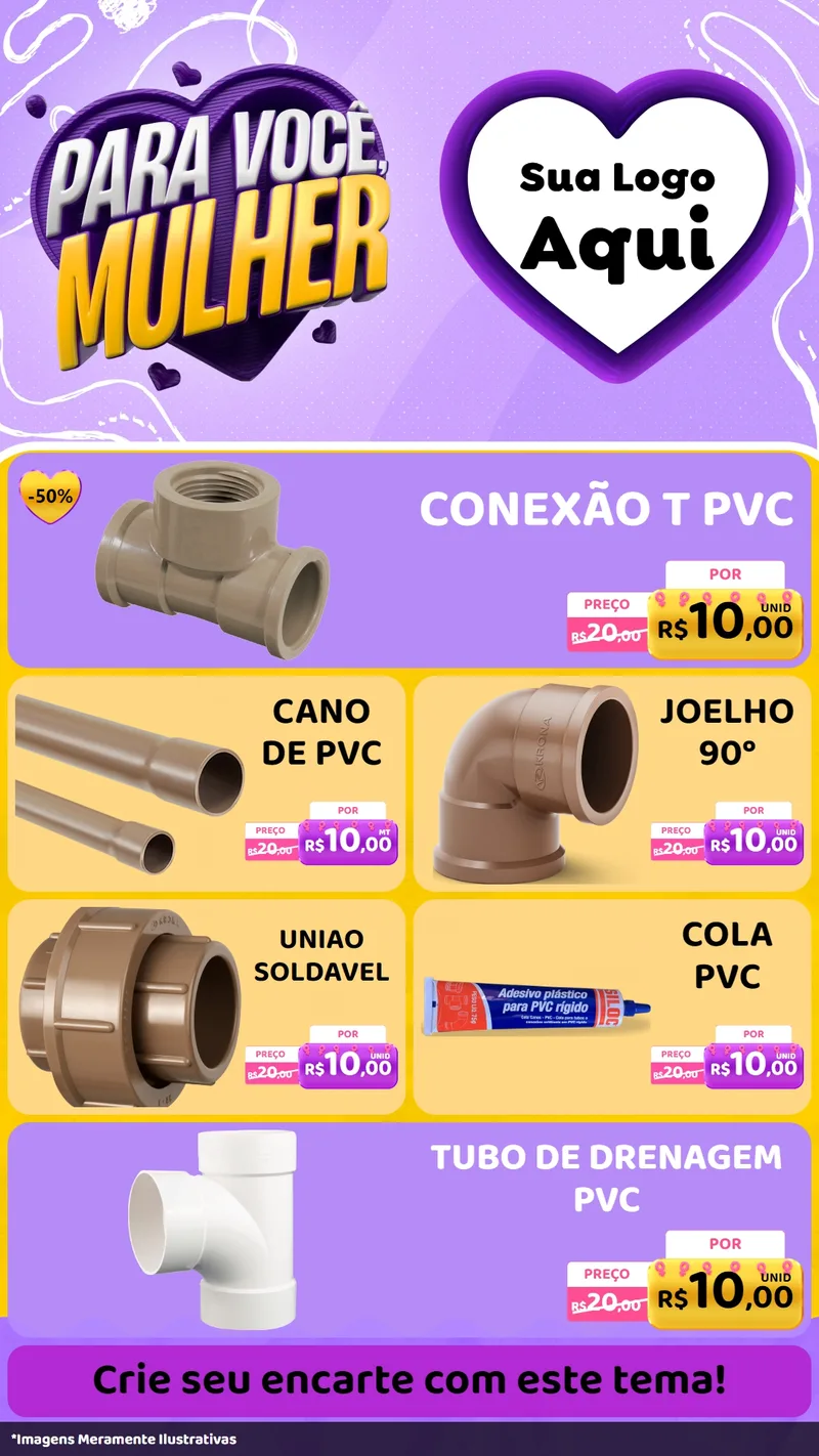 Modelo de TV para TV Vertical com o tema Para Você, Mulher para Tubos e conexões