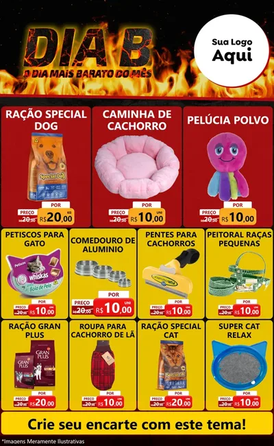 Modelo de Encarte para Encarte Grande com o tema Dia B para Pet Shop