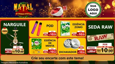 Modelo de TV para TV Horizontal com o tema Natal de Grandes Ofertas para Tabacaria