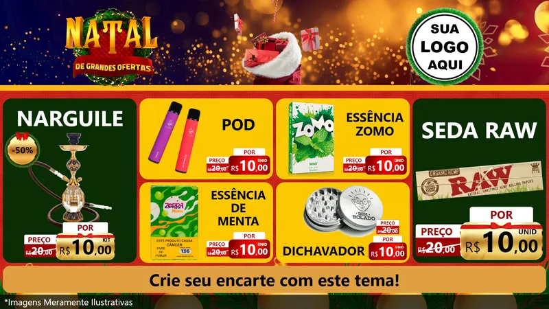Modelo de TV para TV Horizontal com o tema Natal de Grandes Ofertas para Tabacaria